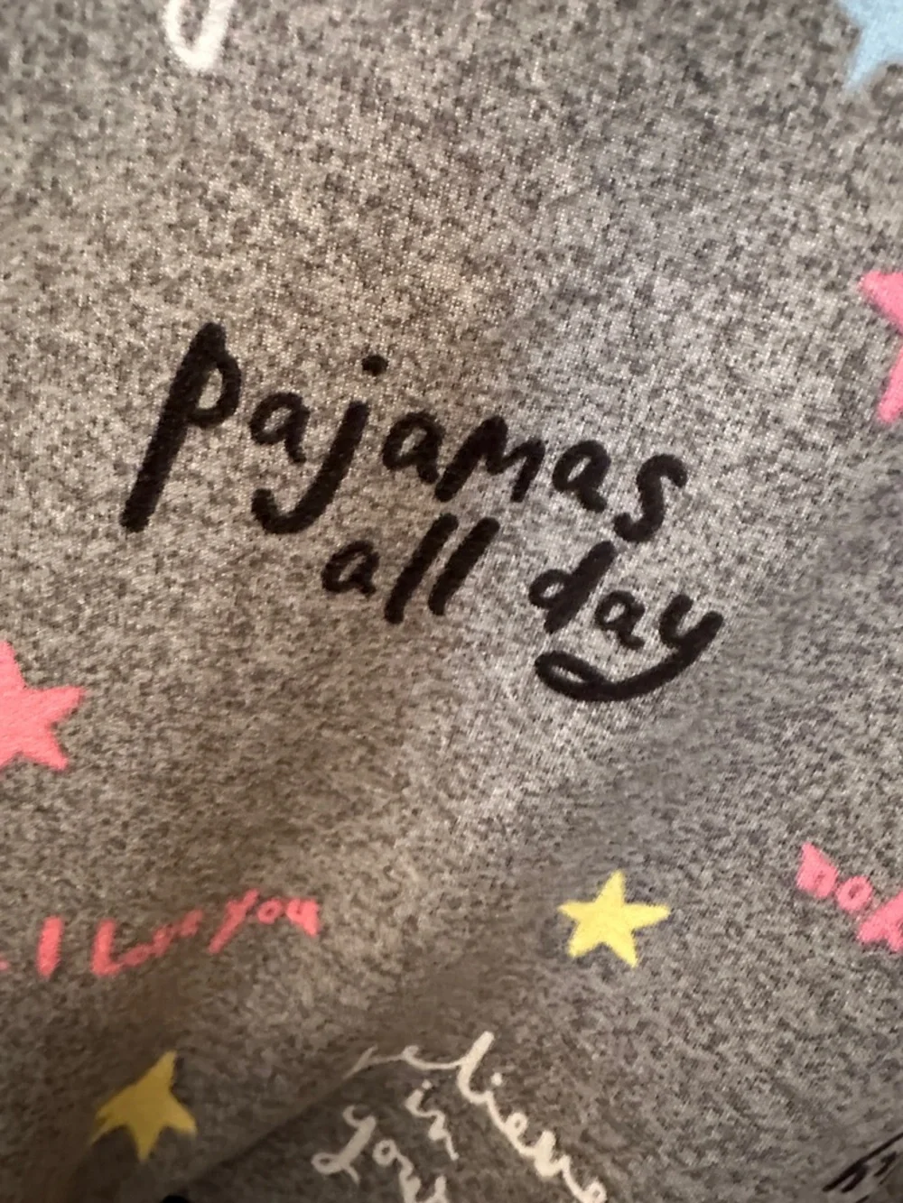 Joyspun Gray Star & Novelty Script Pajama Tank Top and Shorts Set Size M (8-10) - Picture 5 of 12